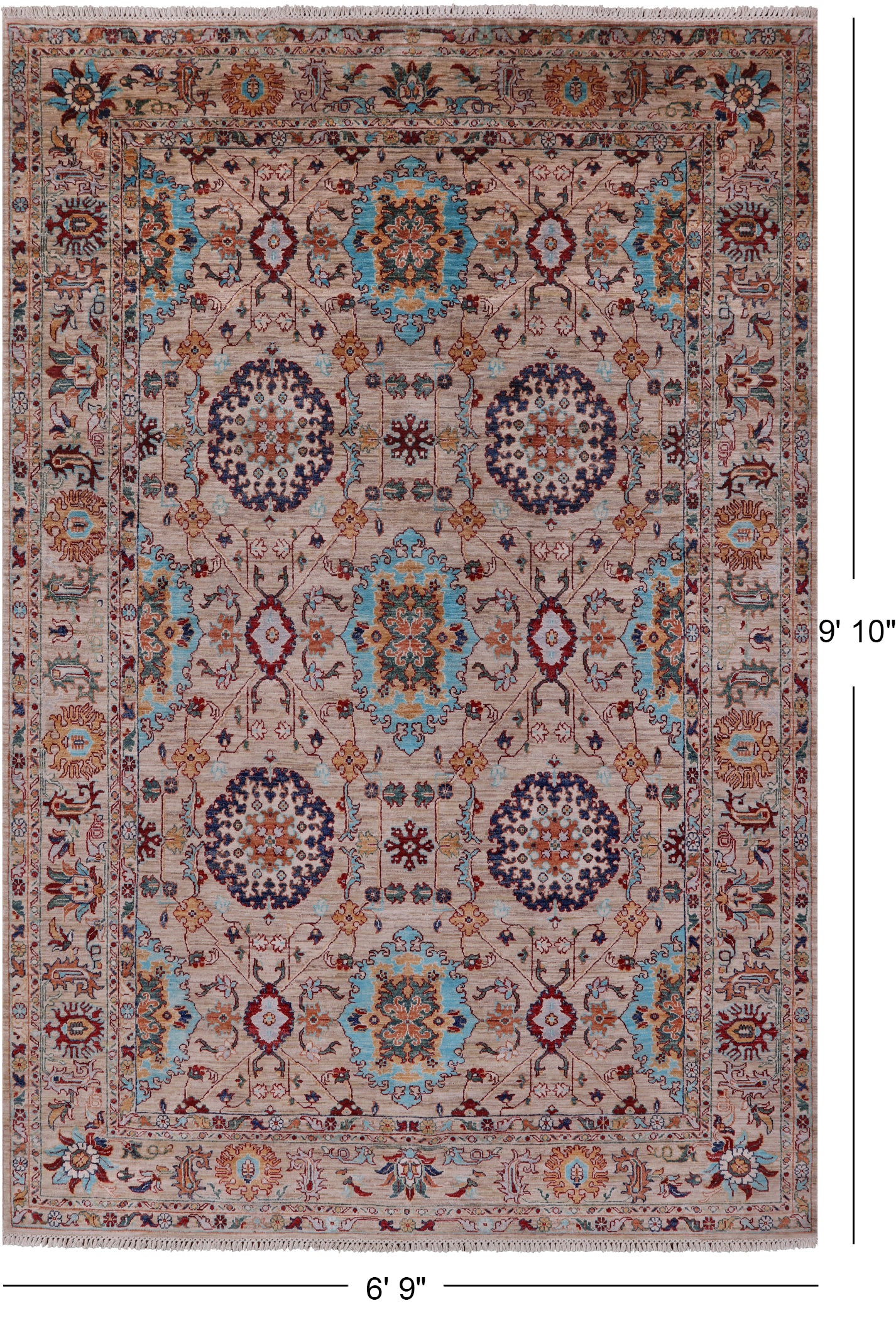 Persian Tabriz Handmade Wool Rug - 6' 9" X 9' 10" - Golden Nile