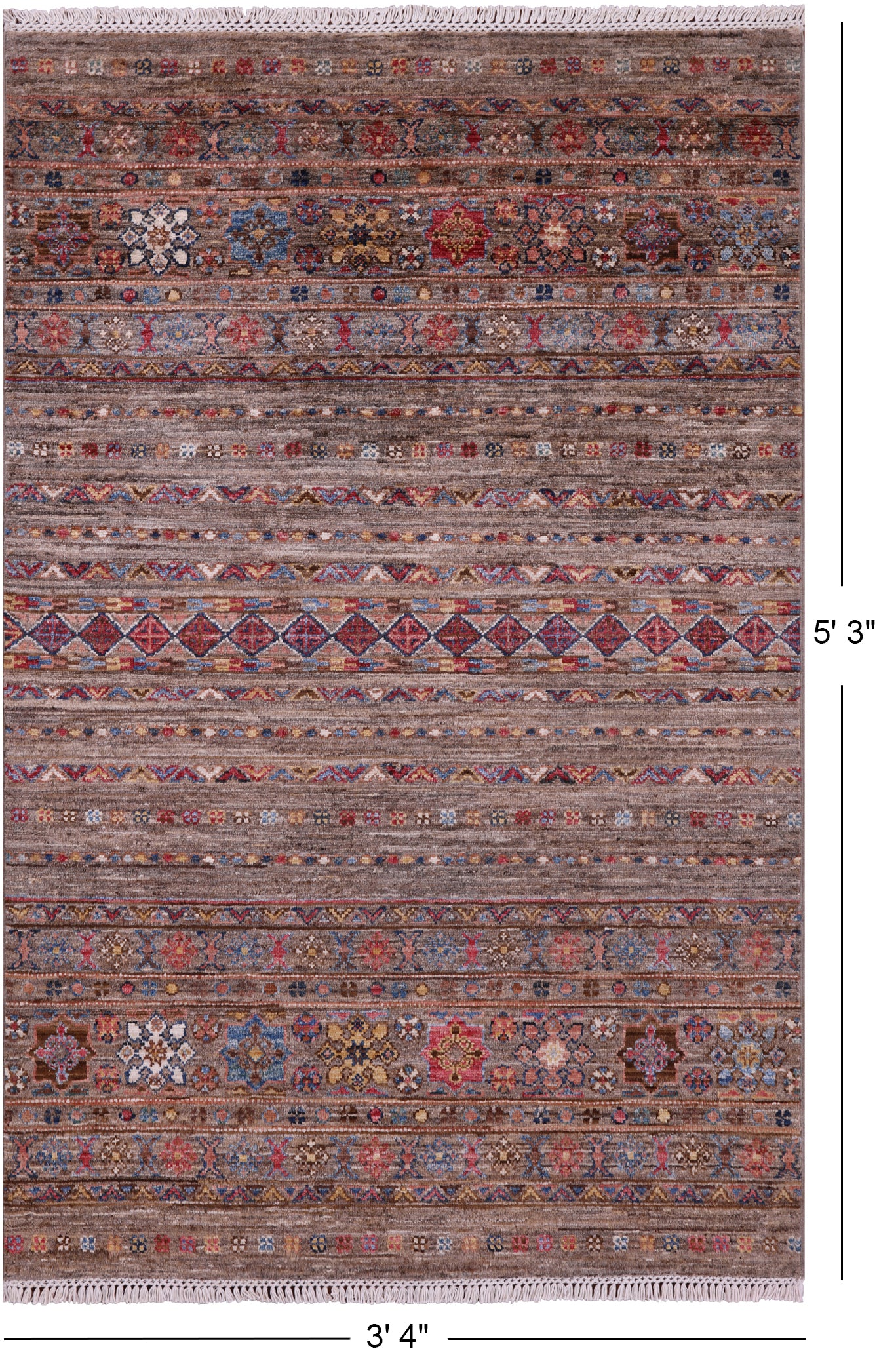 Khorjin Persian Gabbeh Hand Knotted Wool Rug - 3' 4" X 5' 3" - Golden Nile