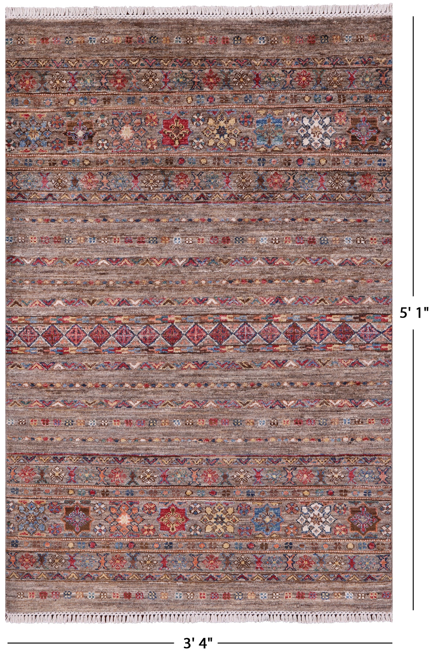Khorjin Persian Gabbeh Hand Knotted Wool Rug - 3' 4" X 5' 1" - Golden Nile