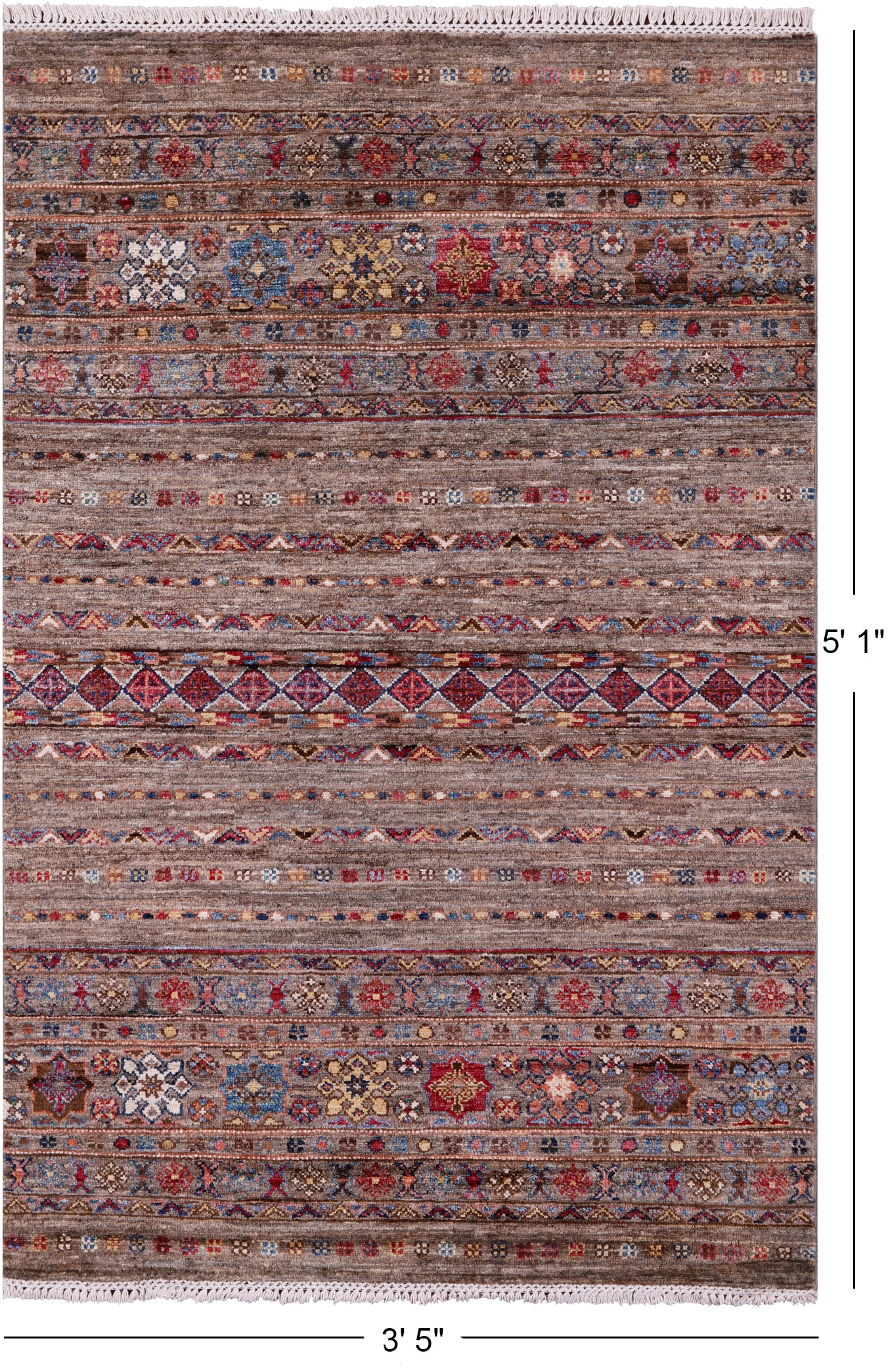 Khorjin Persian Gabbeh Hand Knotted Wool Rug - 3' 5" X 5' 1" - Golden Nile