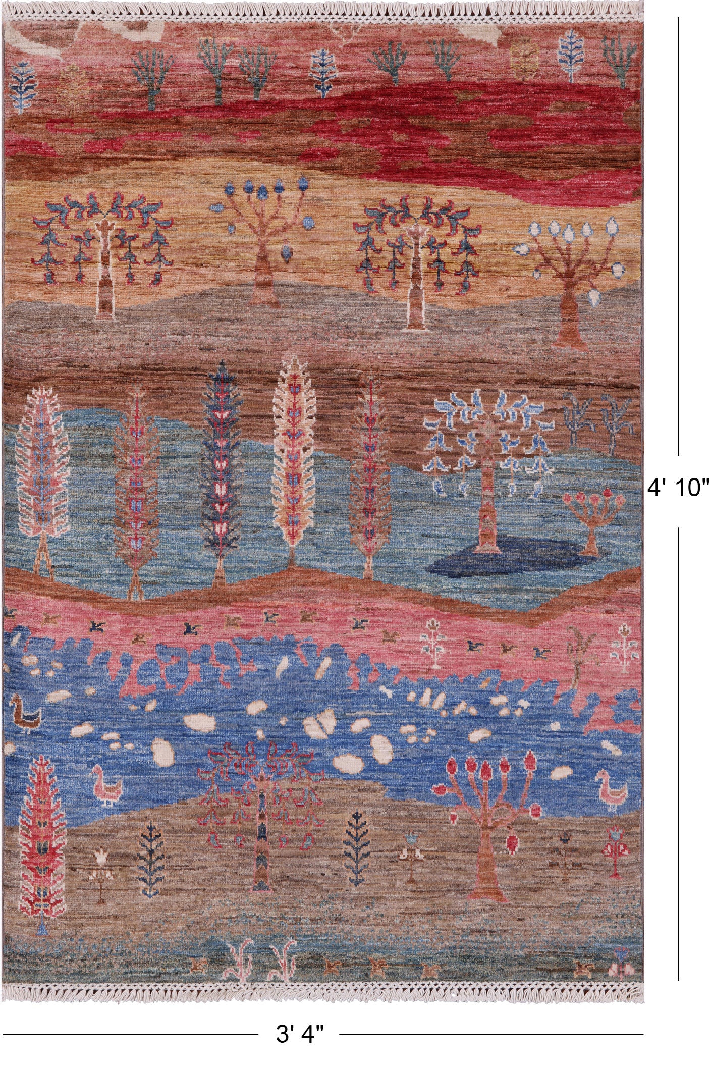 Tribal Persian Gabbeh Handmade Wool Rug - 3' 4" X 4' 10" - Golden Nile