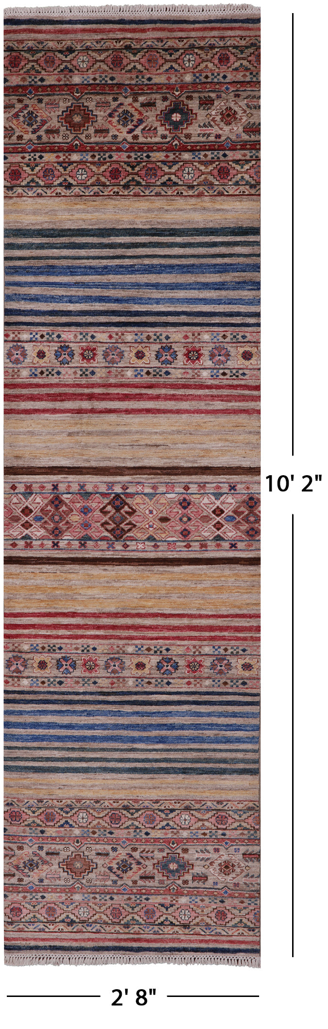 Khorjin Persian Gabbeh Hand Knotted Wool Runner Rug - 2' 8" X 10' 2" - Golden Nile