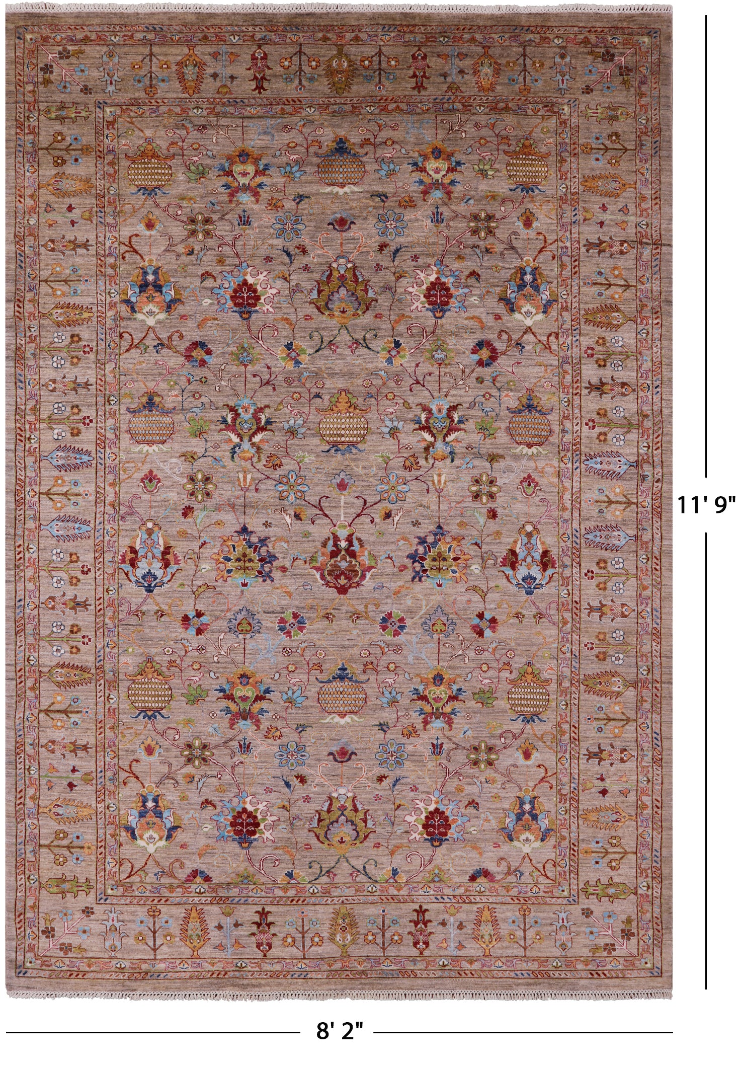 Peshawar Handmade Wool Rug - 8' 2" X 11' 9" - Golden Nile