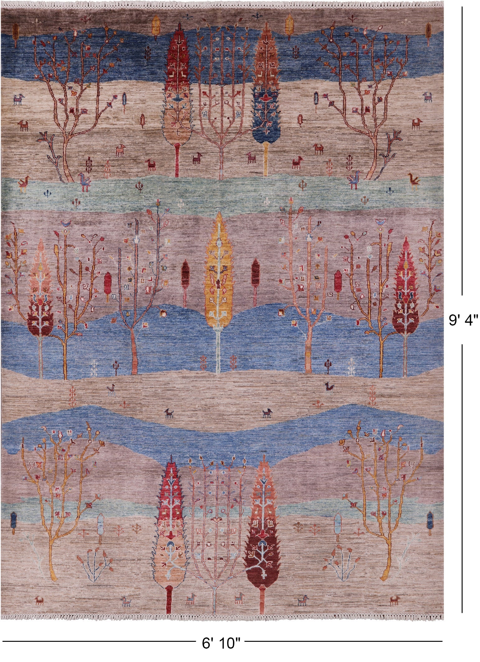 Tribal Persian Gabbeh Hand Knotted Wool Rug - 6' 10" X 9' 4" - Golden Nile