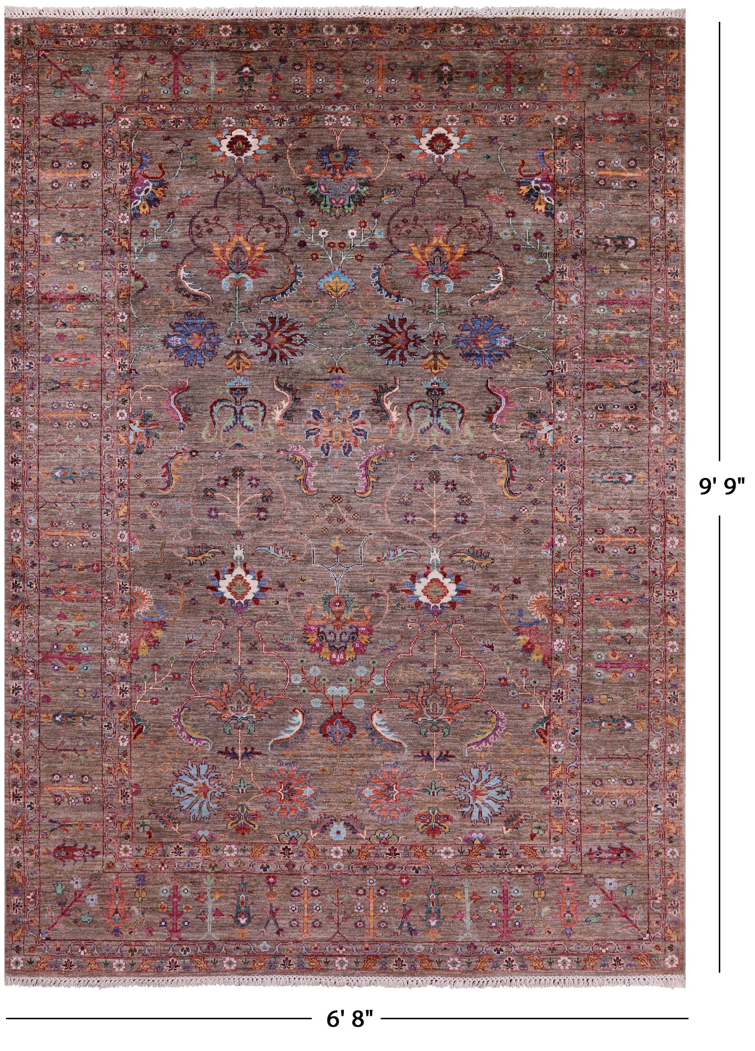 Peshawar Handmade Wool Rug - 6' 8" X 9' 9" - Golden Nile