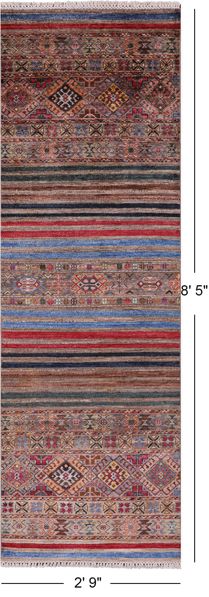 Khorjin Persian Gabbeh Hand Knotted Wool Runner Rug - 2' 9" X 8' 5" - Golden Nile