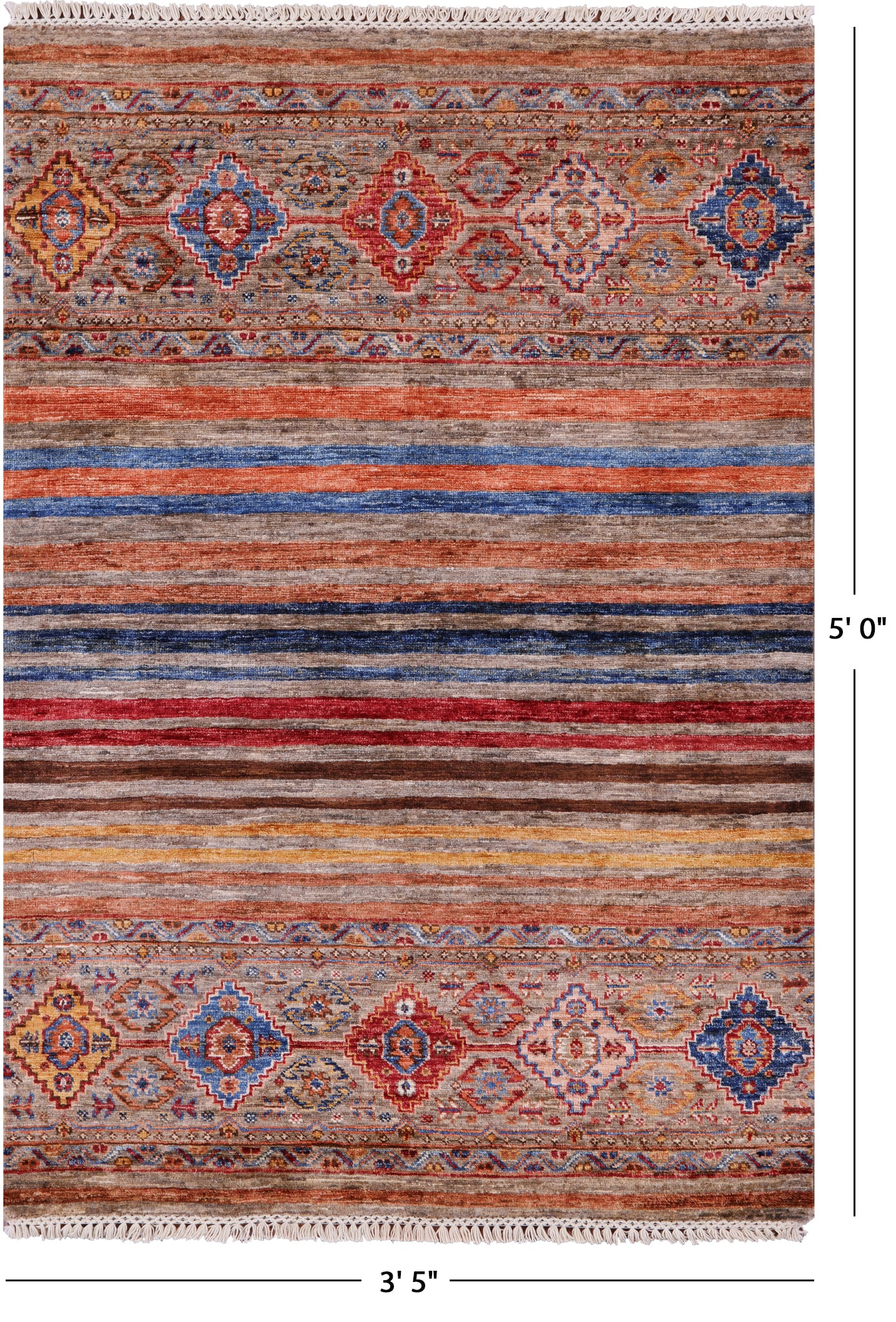 Khorjin Persian Gabbeh Hand Knotted Wool Rug - 3' 5" X 5' 0" - Golden Nile