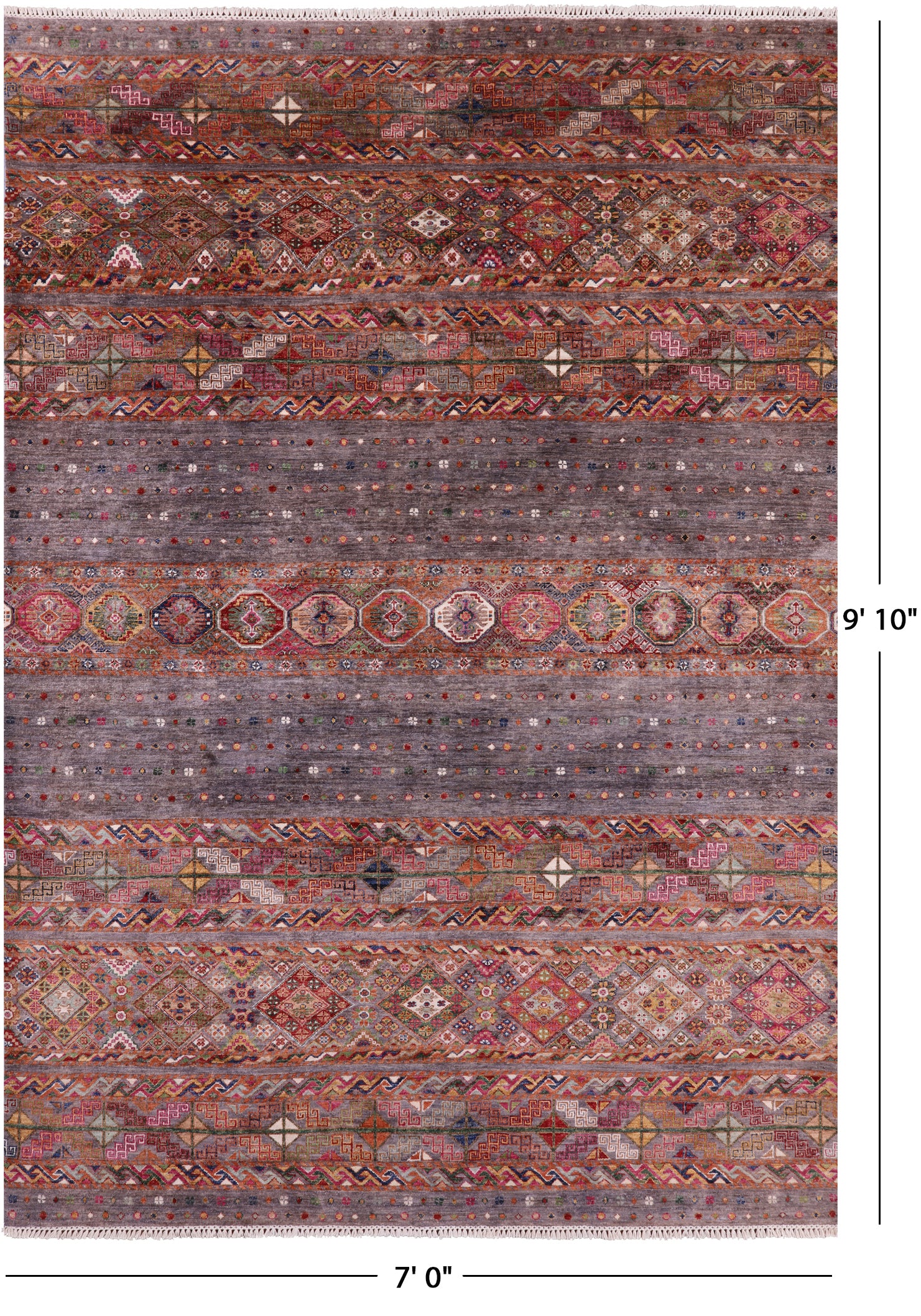 Khorjin Persian Gabbeh Hand Knotted Wool Rug - 7' 0" X 9' 10" - Golden Nile