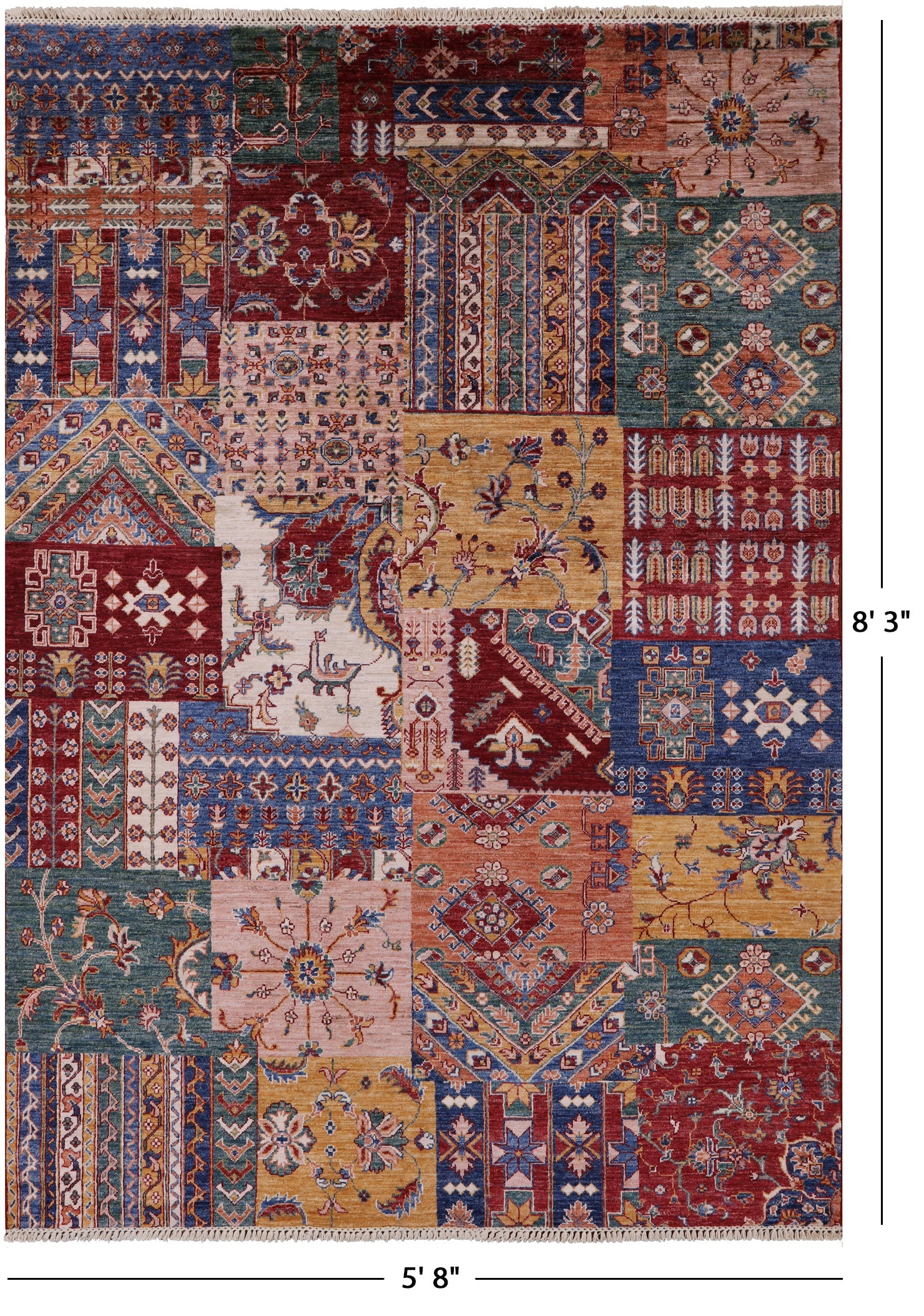 Super Kazak Hand Knotted Wool Rug - 5' 8" X 8' 3" - Golden Nile