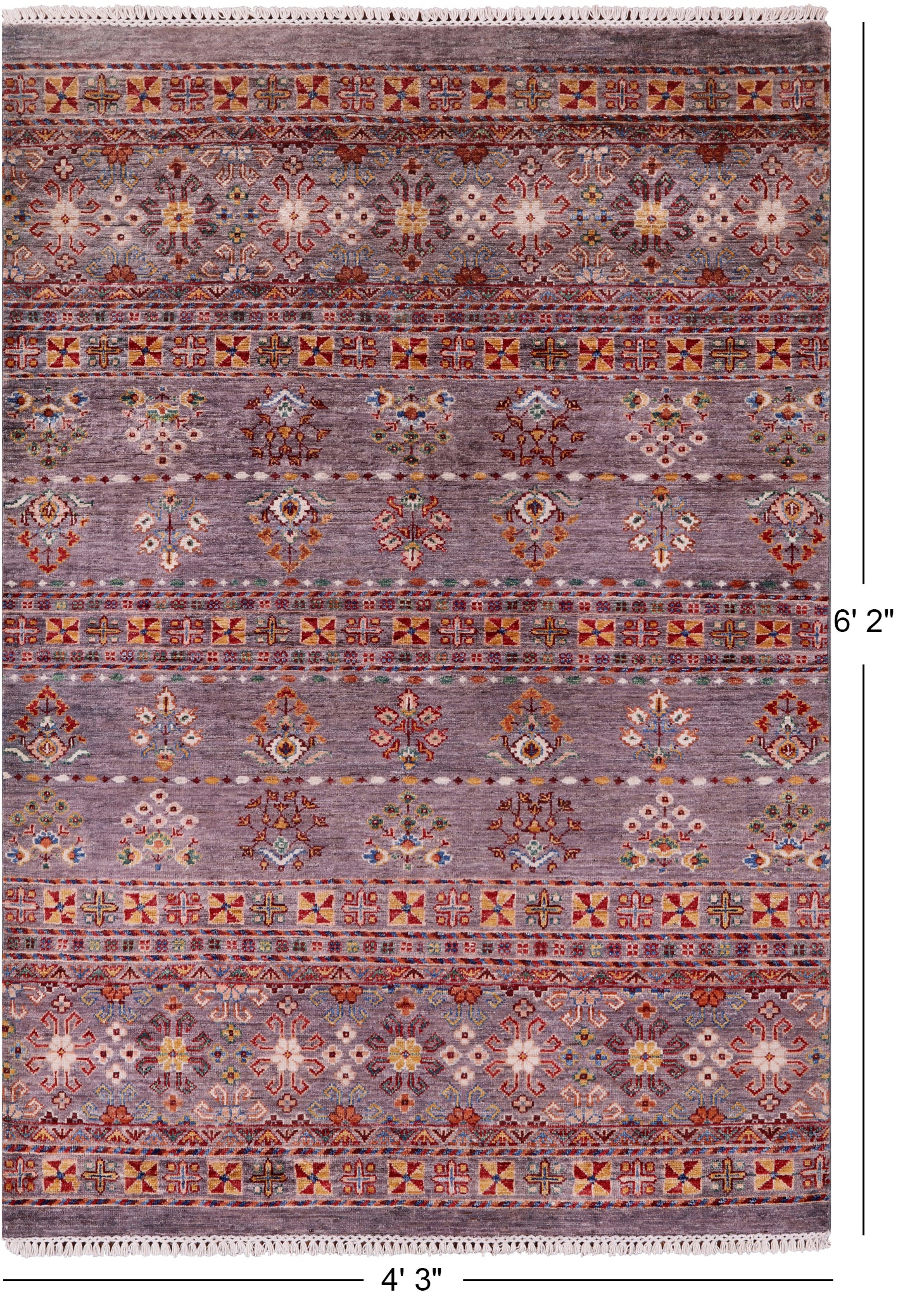 Khorjin Persian Gabbeh Hand Knotted Wool Rug - 4' 3" X 6' 2" - Golden Nile