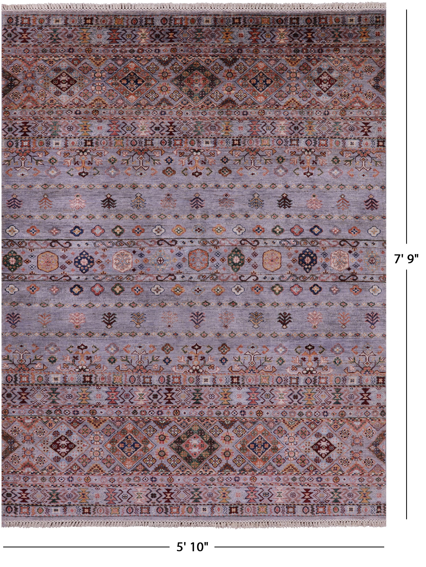 Khorjin Persian Gabbeh Hand Knotted Wool Rug - 5' 10" X 7' 9" - Golden Nile