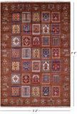 Brown Tribal Persian Gabbeh Hand Knotted Wool Rug - 5' 2" X 7' 5" - Golden Nile