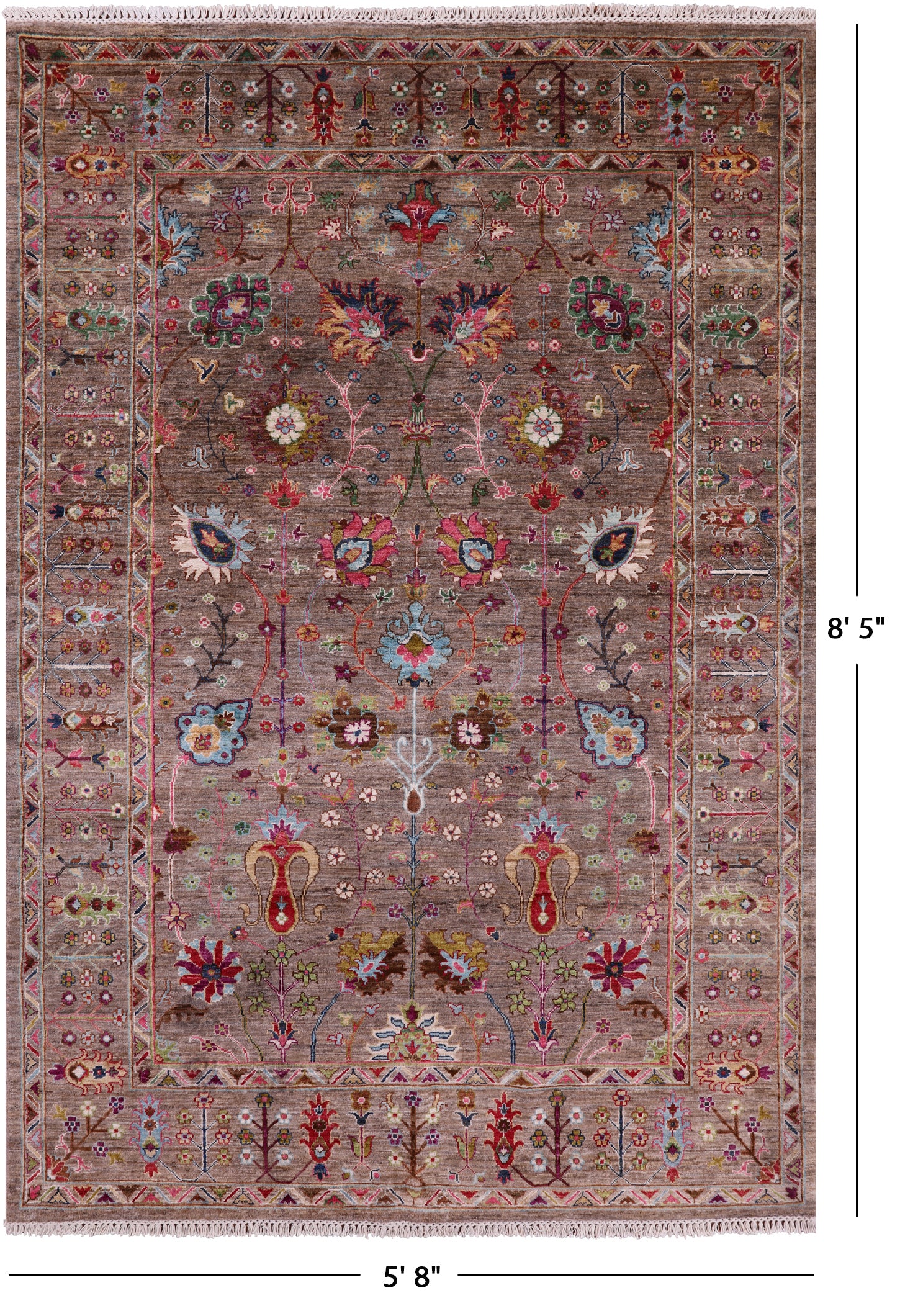 Peshawar Handmade Wool Rug - 5' 8" X 8' 5" - Golden Nile