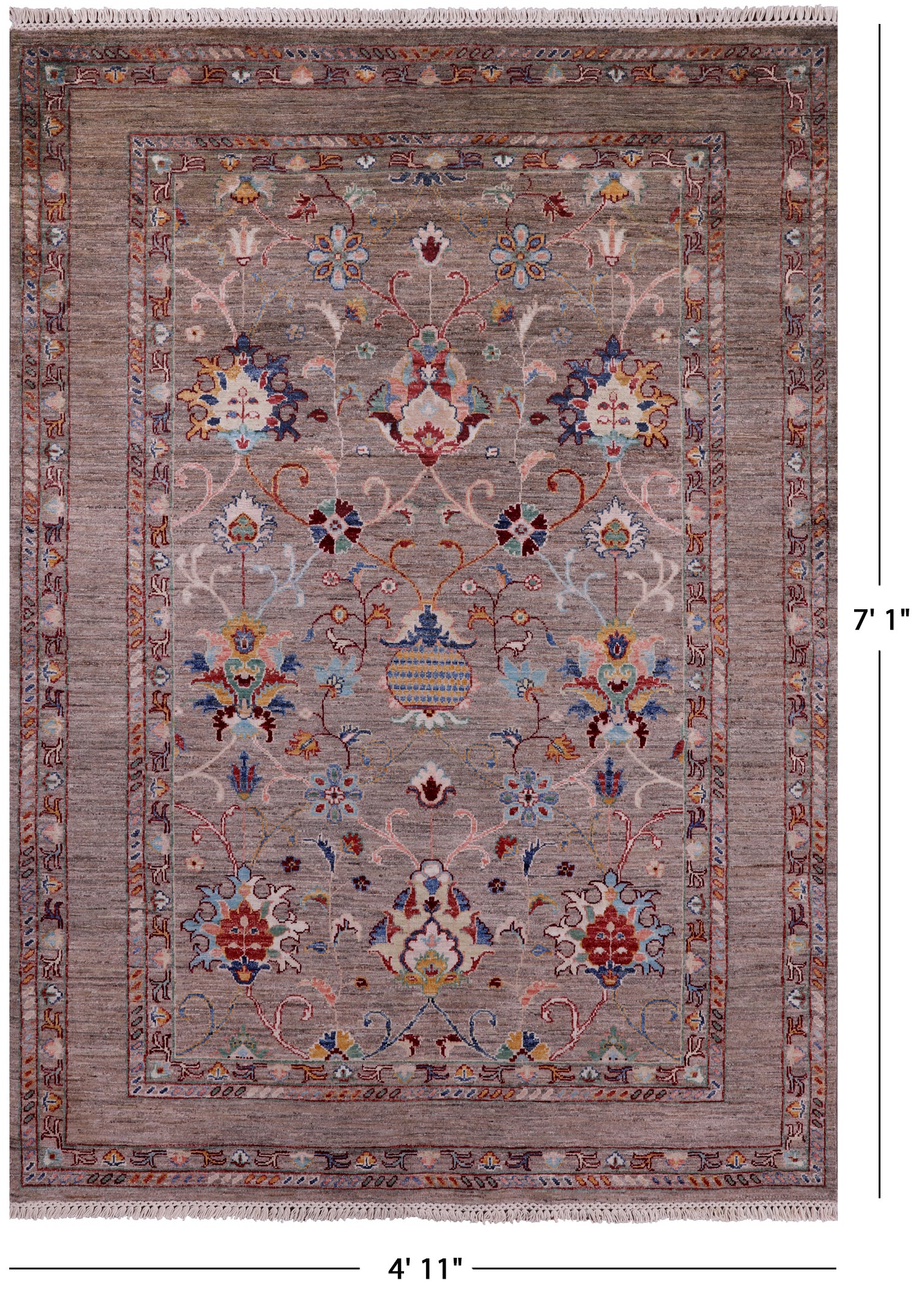 Peshawar Hand Knotted Wool Rug - 4' 11" X 7' 1" - Golden Nile