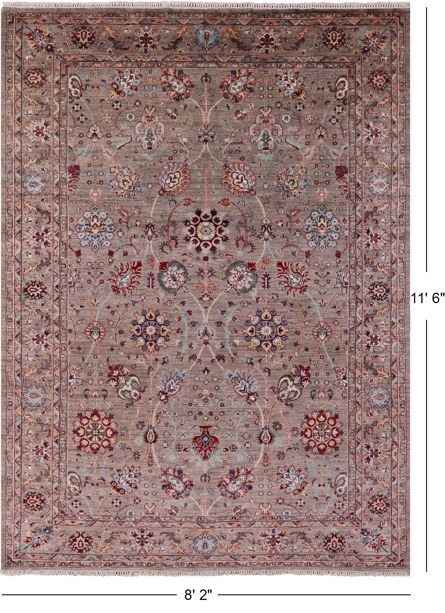 Peshawar Hand Knotted Wool Rug - 8' 2" X 11' 6" - Golden Nile