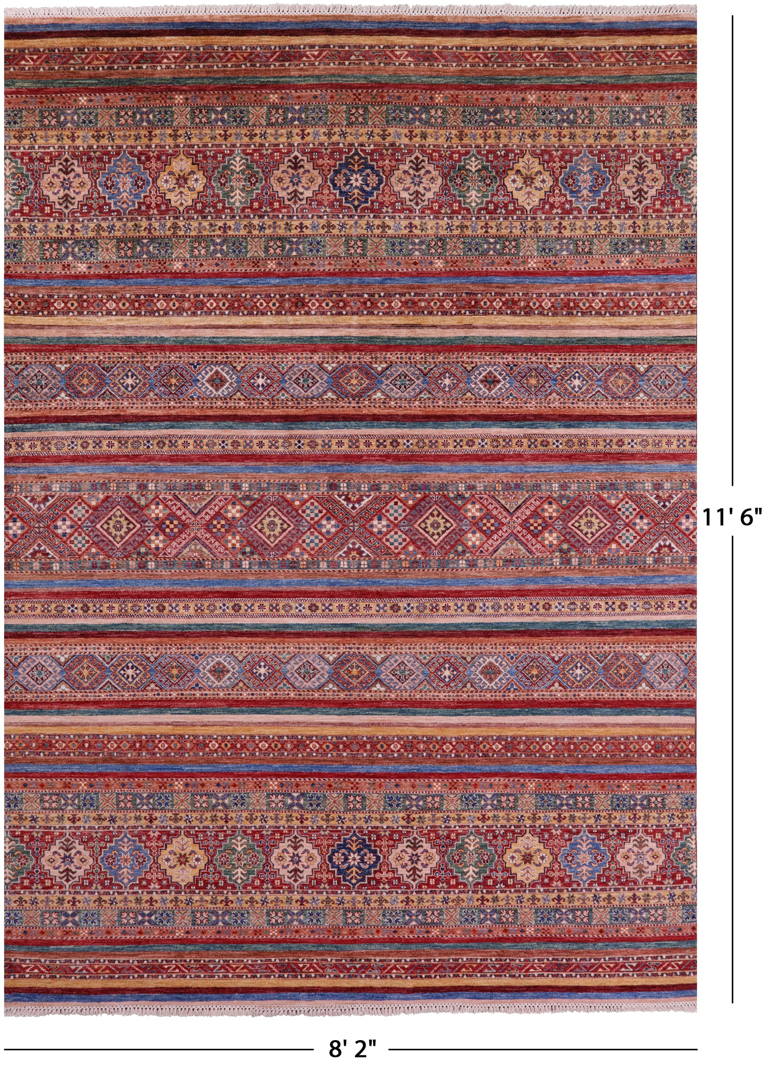 Khorjin Persian Gabbeh Hand Knotted Wool Rug - 8' 2" X 11' 6" - Golden Nile