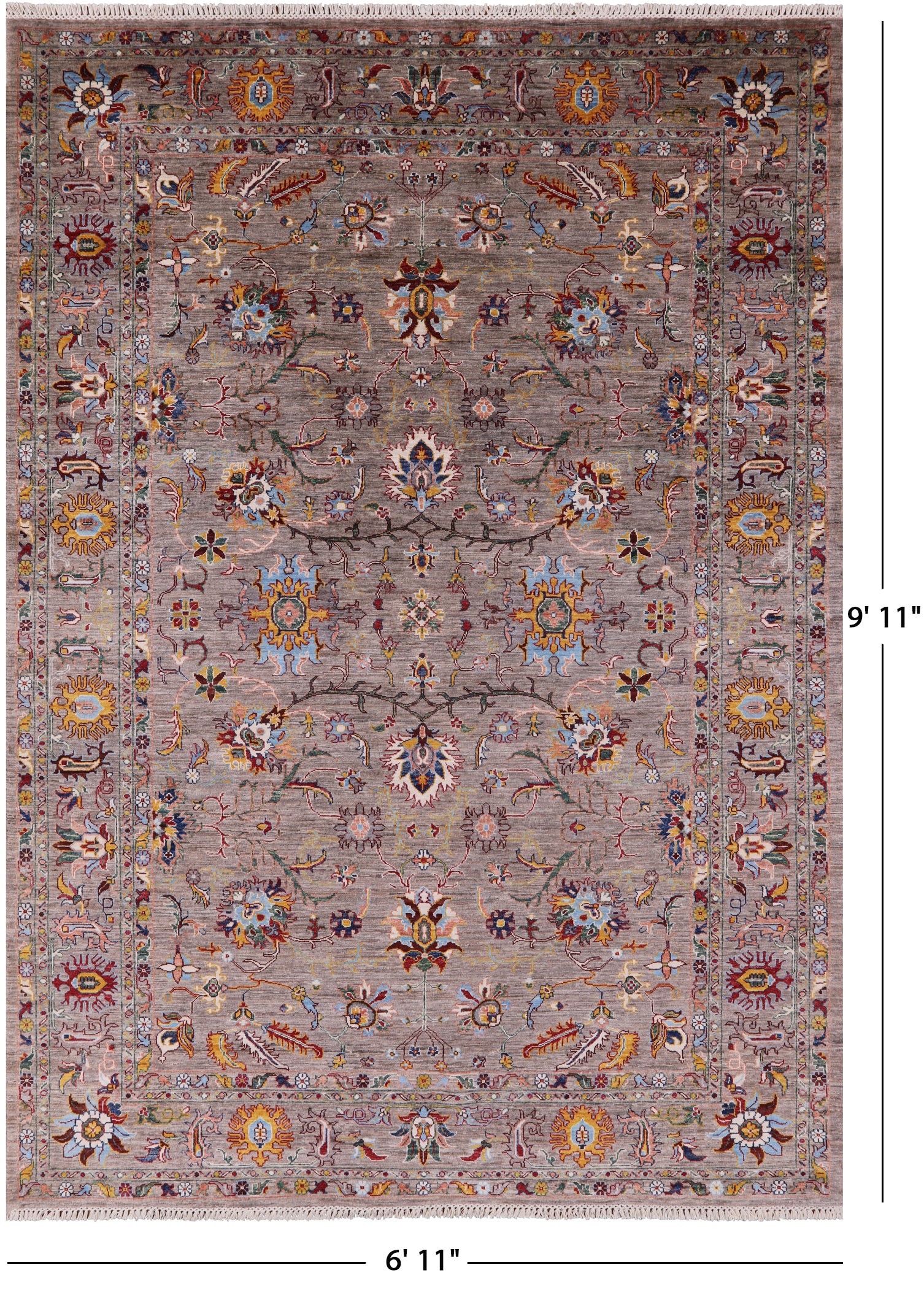 Peshawar Hand Knotted Wool Rug - 6' 11" X 9' 11" - Golden Nile