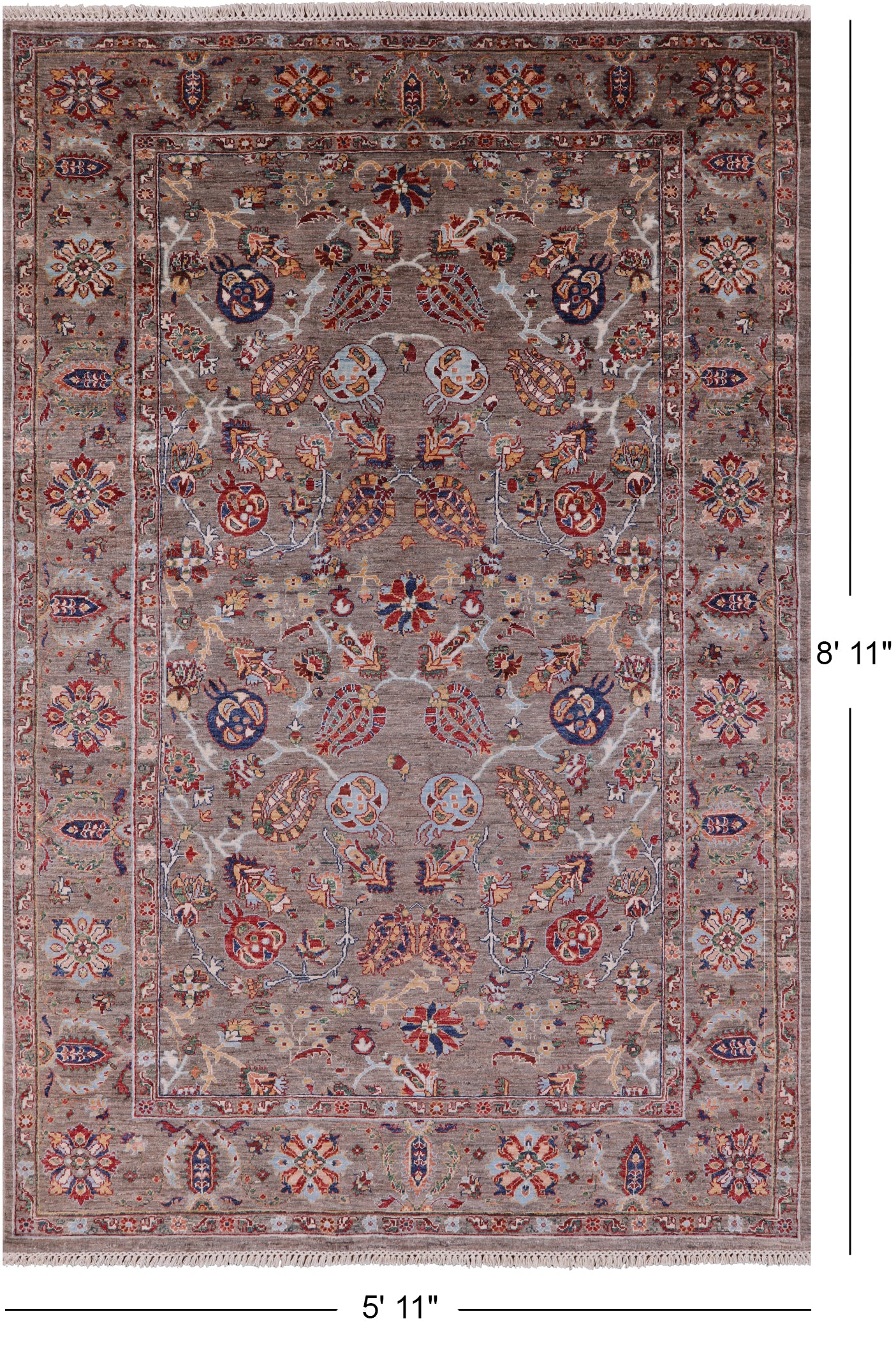 Peshawar Handmade Wool Rug - 5' 11" X 8' 11" - Golden Nile