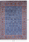 Blue Khorjin Persian Gabbeh Hand Knotted Wool Rug - 5' 10" X 8' 0" - Golden Nile
