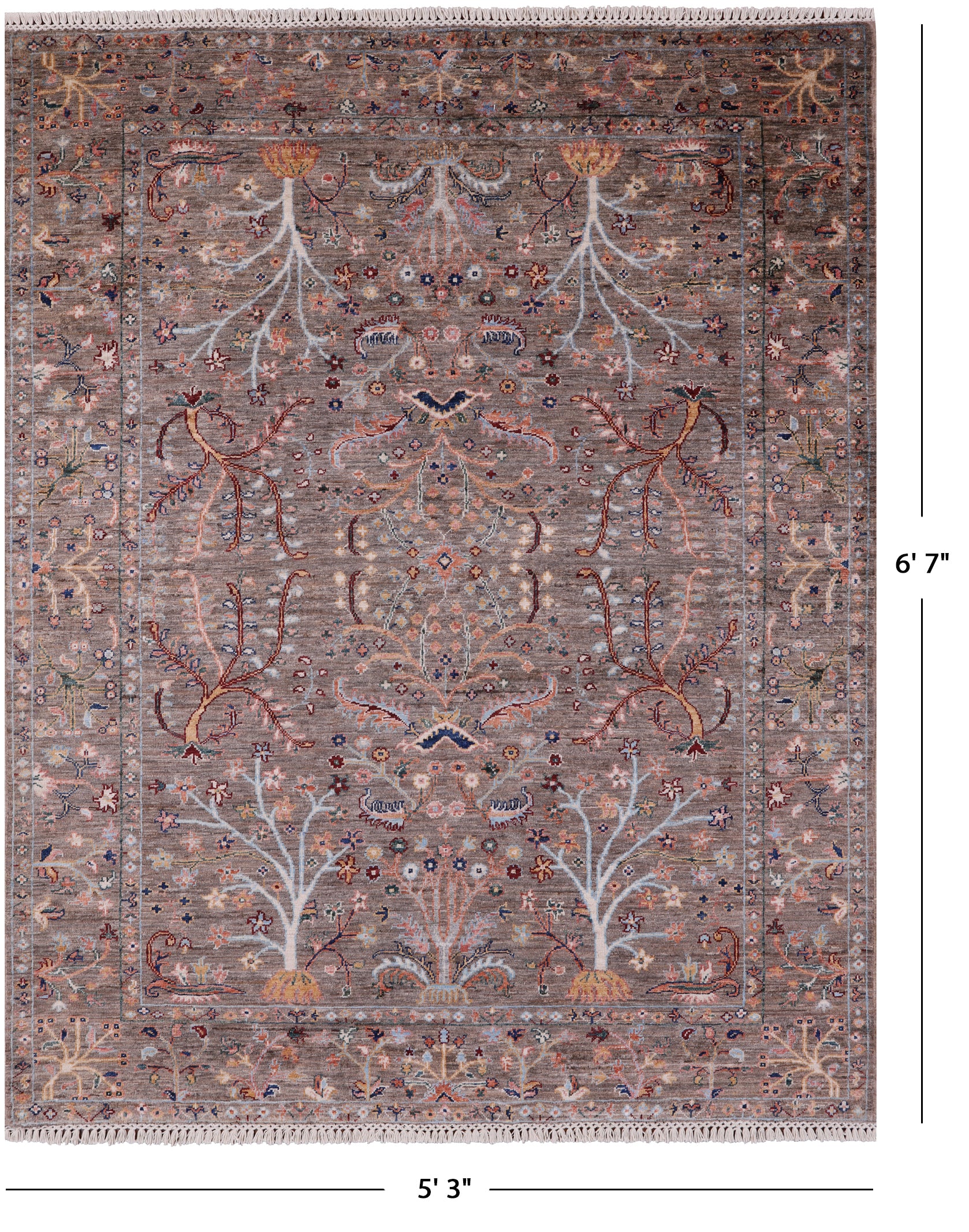 Peshawar Handmade Wool Rug - 5' 3" X 6' 7" - Golden Nile