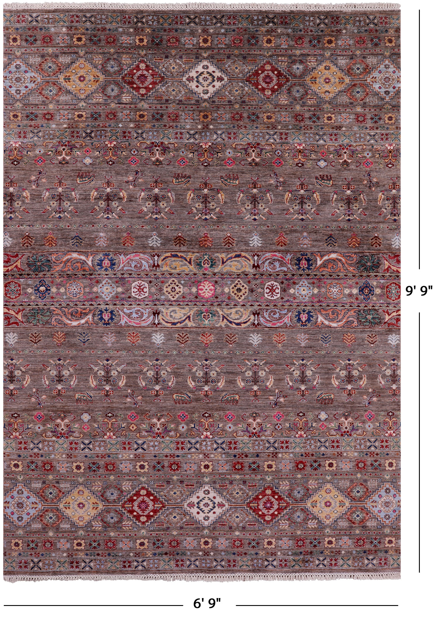 Persian Gabbeh Handmade Wool Rug - 6' 9" X 9' 9" - Golden Nile