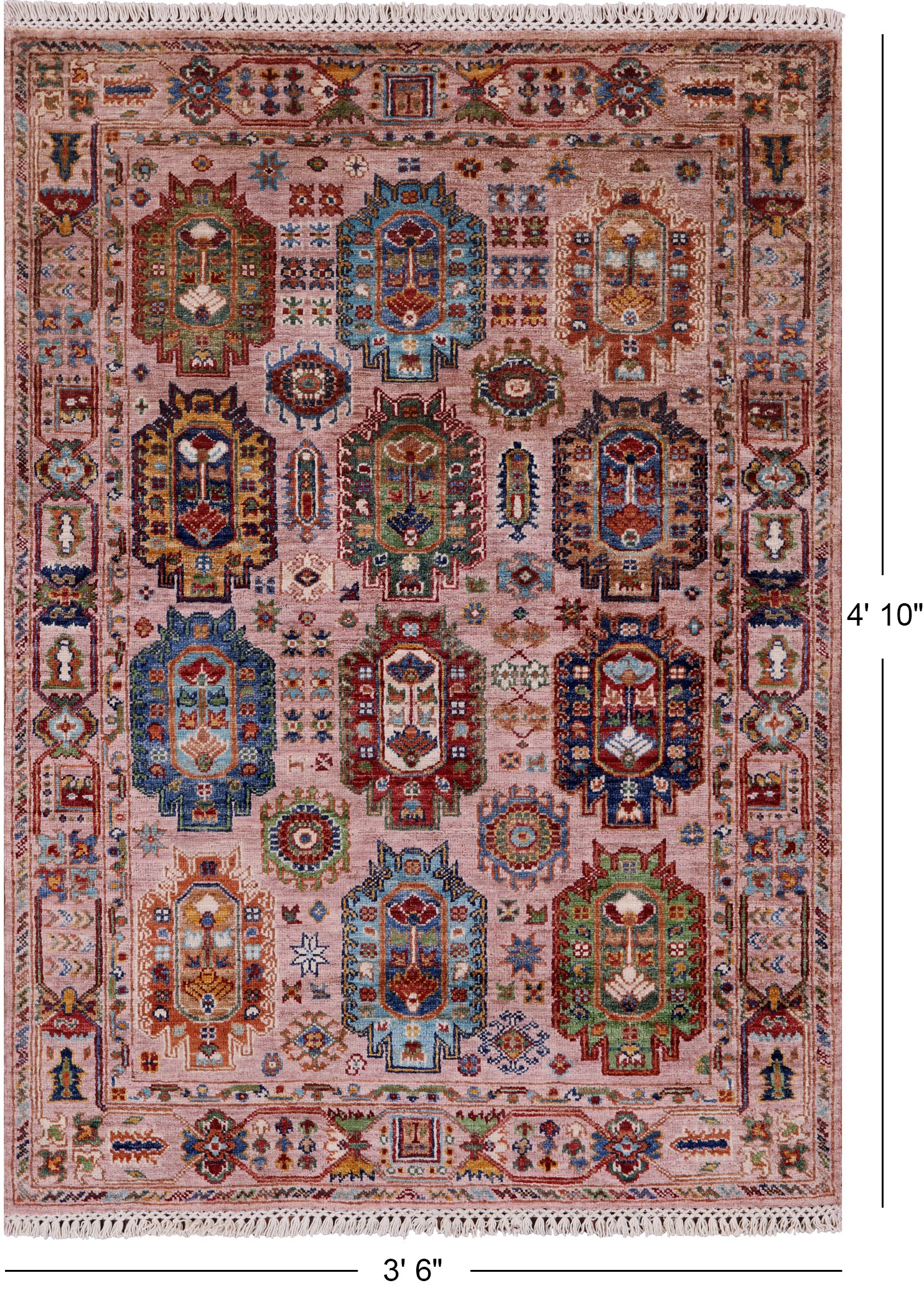 Turkmen Ersari Hand Knotted Wool Rug - 3' 6" X 4' 10" - Golden Nile
