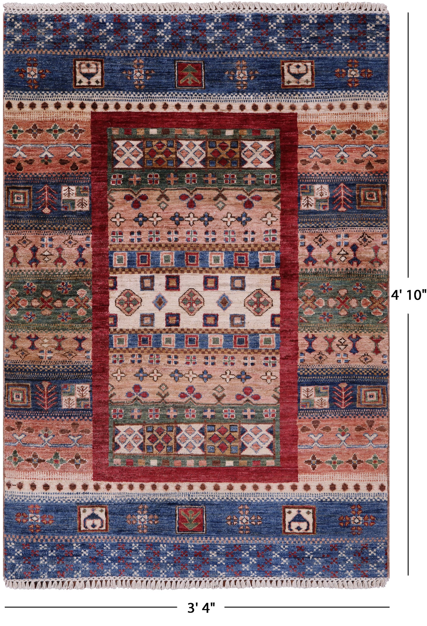 Tribal Persian Gabbeh Hand Knotted Wool Rug - 3' 4" X 4' 10" - Golden Nile