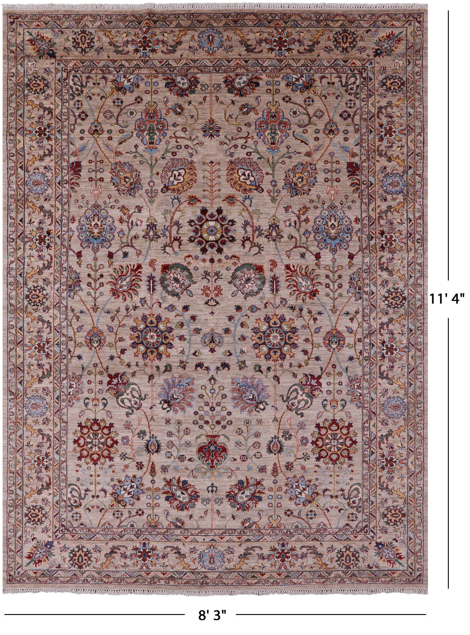 Peshawar Hand Knotted Wool Rug - 8' 3" X 11' 4" - Golden Nile