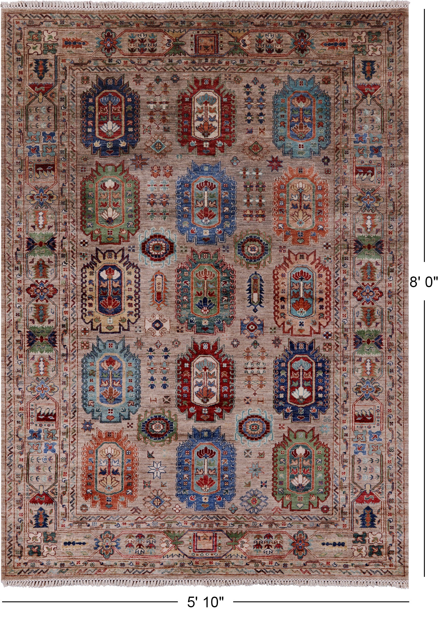 Turkmen Ersari Hand Knotted Wool Rug - 5' 10" X 8' 0" - Golden Nile