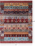 Tribal Persian Gabbeh Hand Knotted Wool Rug - 5' 1" X 6' 8" - Golden Nile