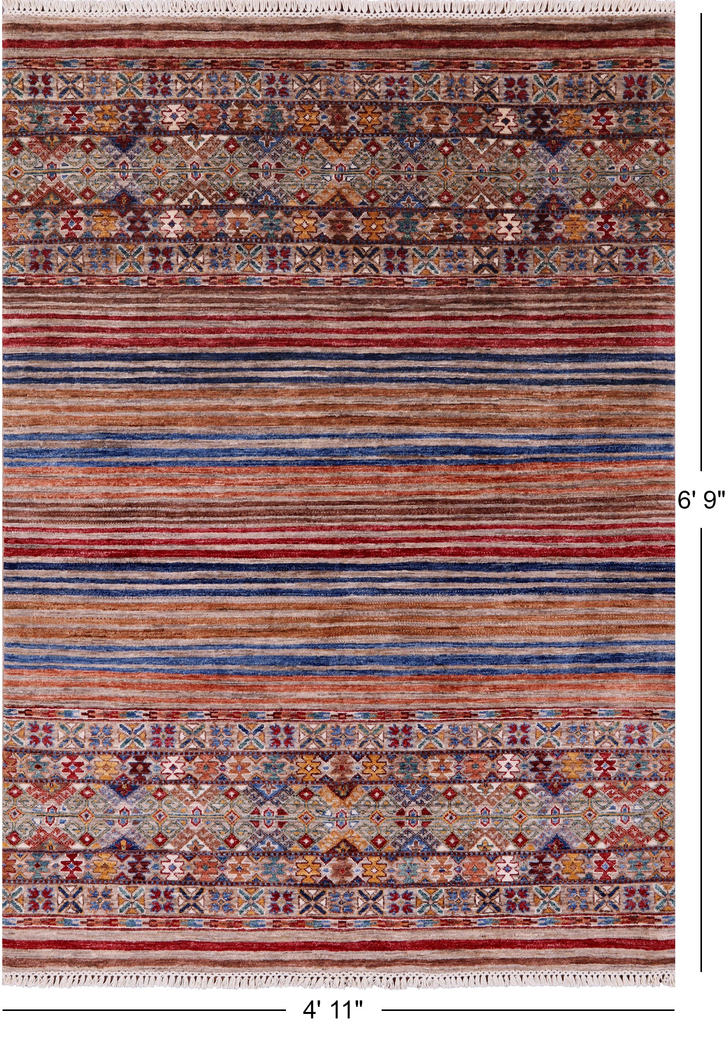 Khorjin Persian Gabbeh Handmade Wool Rug - 4' 11" X 6' 9" - Golden Nile