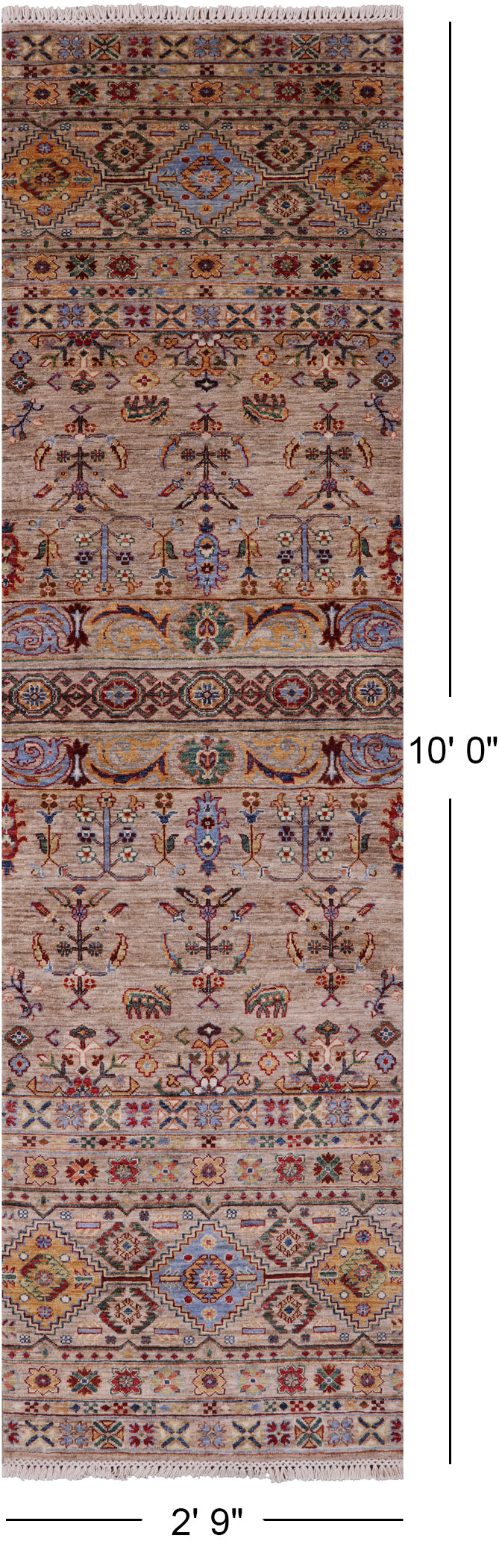 Khorjin Persian Gabbeh Handmade Wool Runner Rug - 2' 9" X 10' 0" - Golden Nile