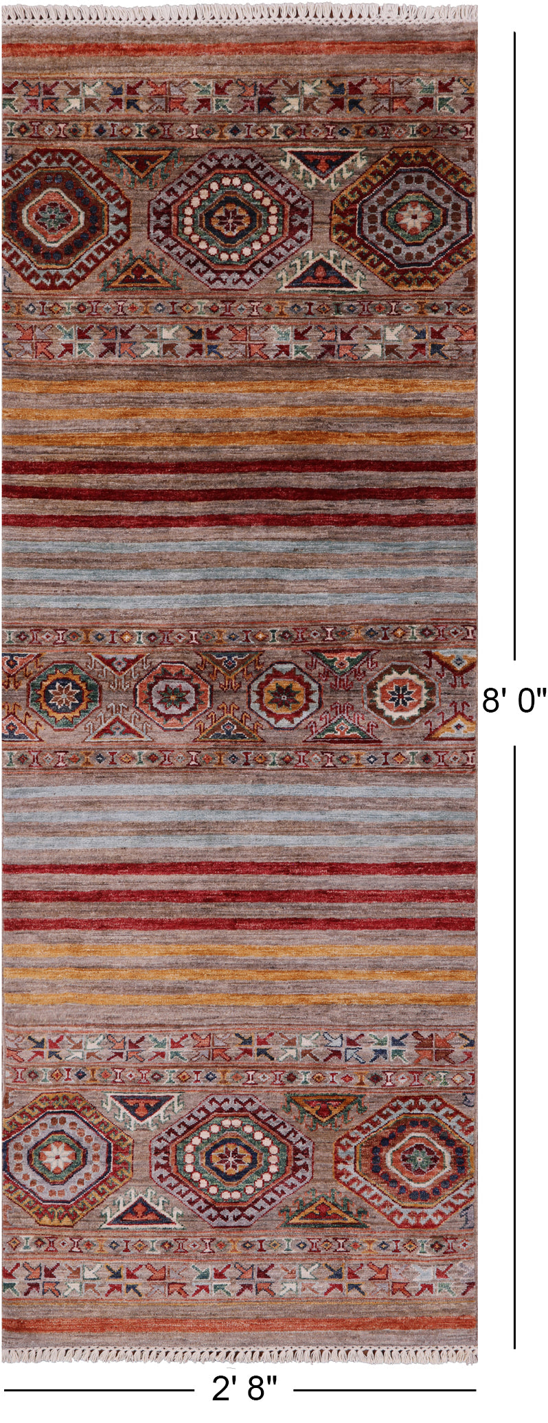 Khorjin Persian Gabbeh Handmade Wool Runner Rug - 2' 8" X 8' 0" - Golden Nile