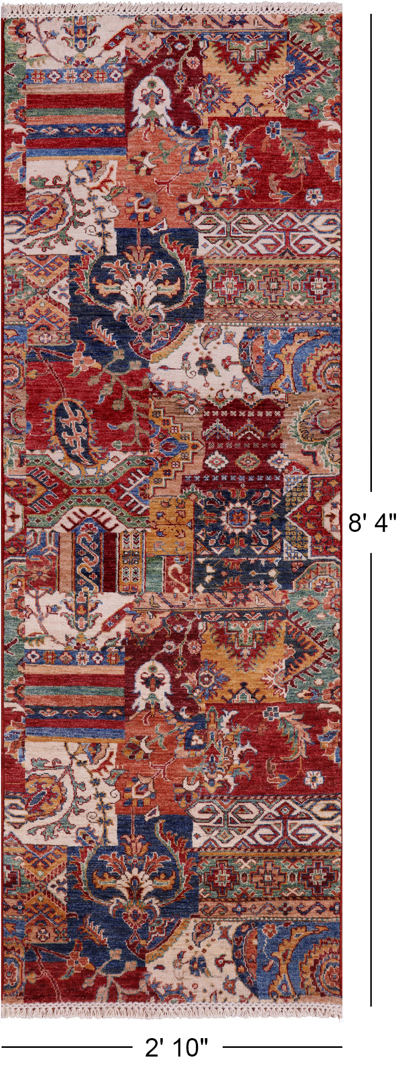 Super Kazak Handmade Wool Runner Rug - 2' 10" X 8' 4" - Golden Nile