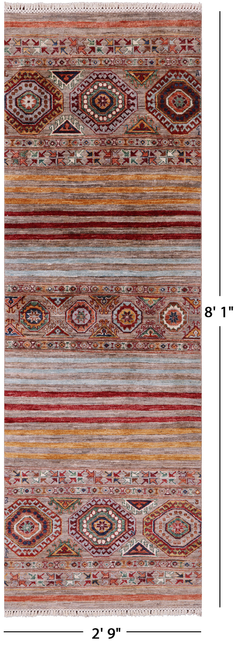 Khorjin Persian Gabbeh Handmade Wool Runner Rug - 2' 9" X 8' 1" - Golden Nile