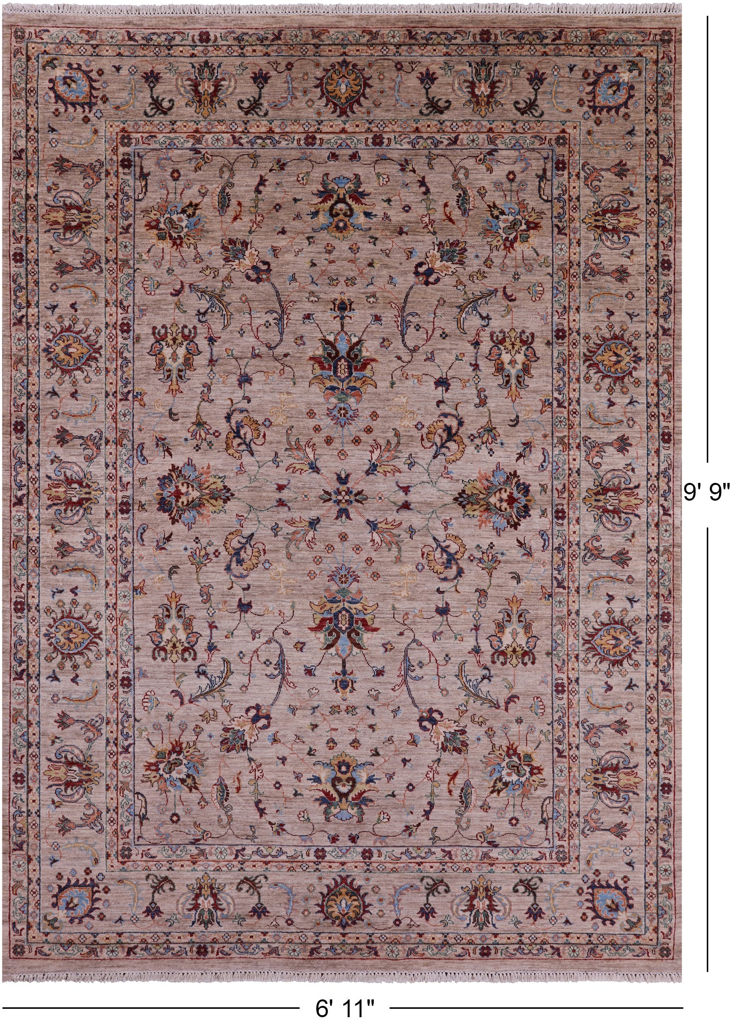 Peshawar Hand Knotted Wool Rug - 6' 11" X 9' 9" - Golden Nile