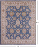 Blue Peshawar Hand Knotted Wool Rug - 8' 3" X 9' 11" - Golden Nile