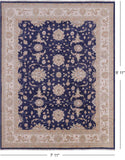 Blue Peshawar Hand Knotted Wool Rug - 7' 11" X 9' 11" - Golden Nile