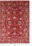 Red Peshawar Handmade Wool Rug - 6' 9" X 9' 7" - Golden Nile