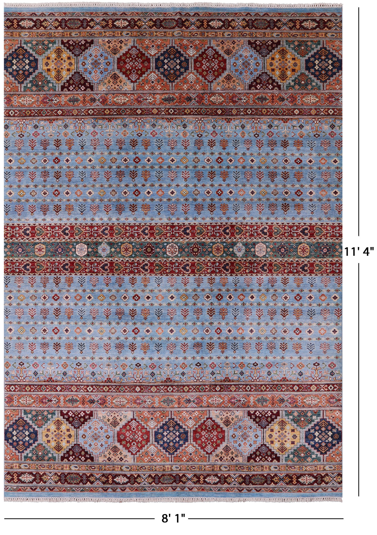 Blue Khorjin Persian Gabbeh Hand Knotted Wool Rug - 8' 1" X 11' 4" - Golden Nile