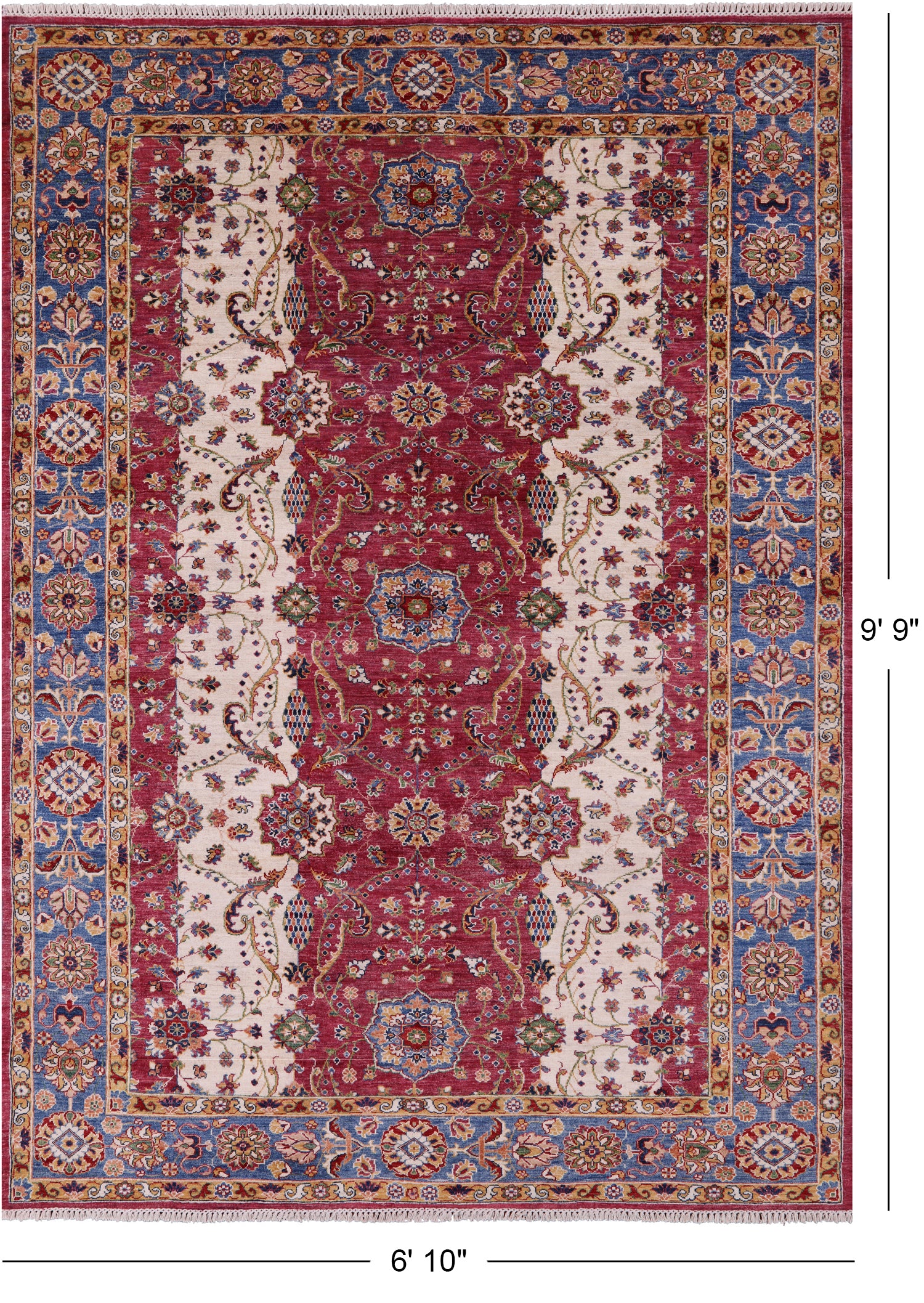 Persian Fine Serapi Hand Knotted Wool Rug - 6' 10" X 9' 9" - Golden Nile