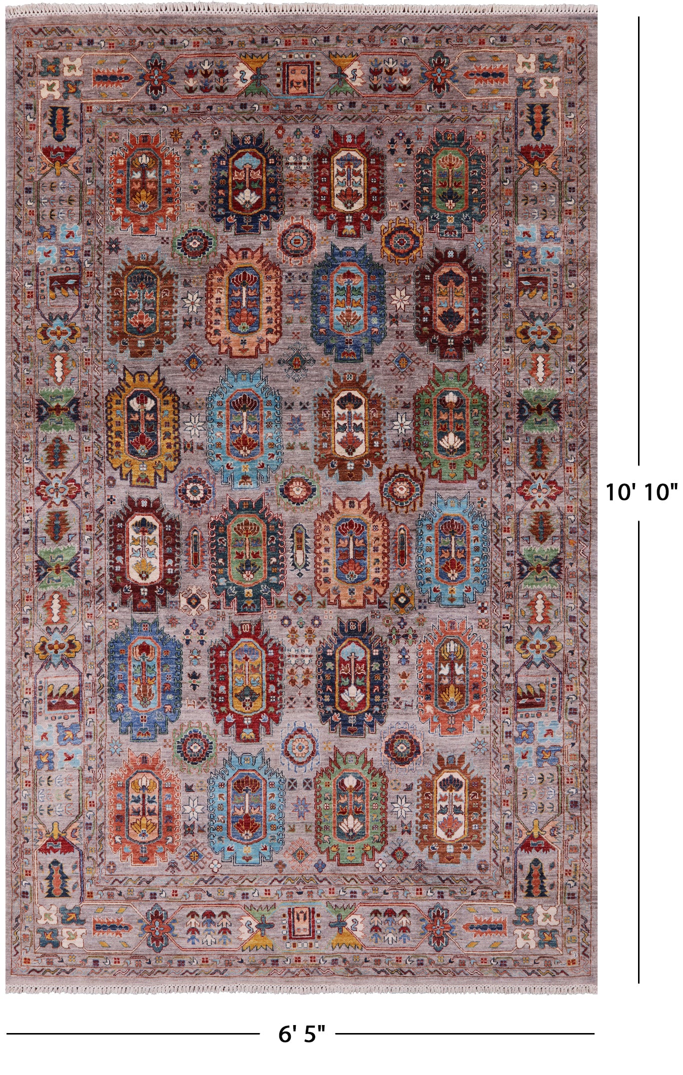 Turkmen Ersari Hand Knotted Wool Rug - 6' 5" X 10' 10" - Golden Nile