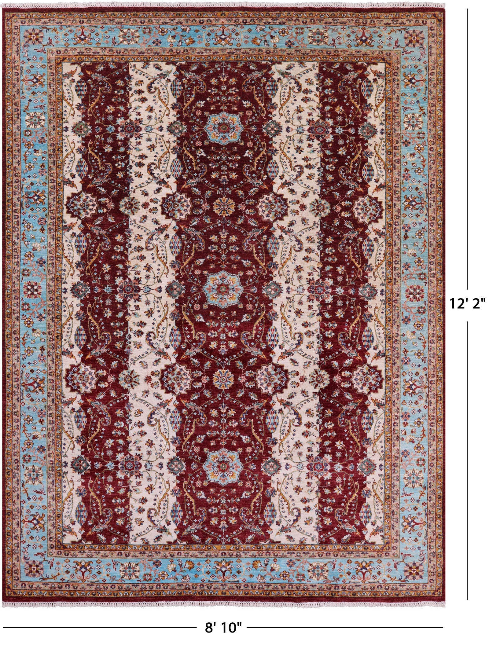 Persian Fine Serapi Hand Knotted Wool Rug - 8' 10" X 12' 2" - Golden Nile