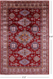 Red Super Kazak Hand Knotted Wool Rug - 6' 6" X 9' 8" - Golden Nile