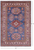 Blue Super Kazak Handmade Wool Rug - 4' 1" X 5' 11" - Golden Nile