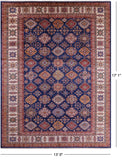 Blue Super Kazak Hand Knotted Wool Rug - 13' 0" X 17' 1" - Golden Nile