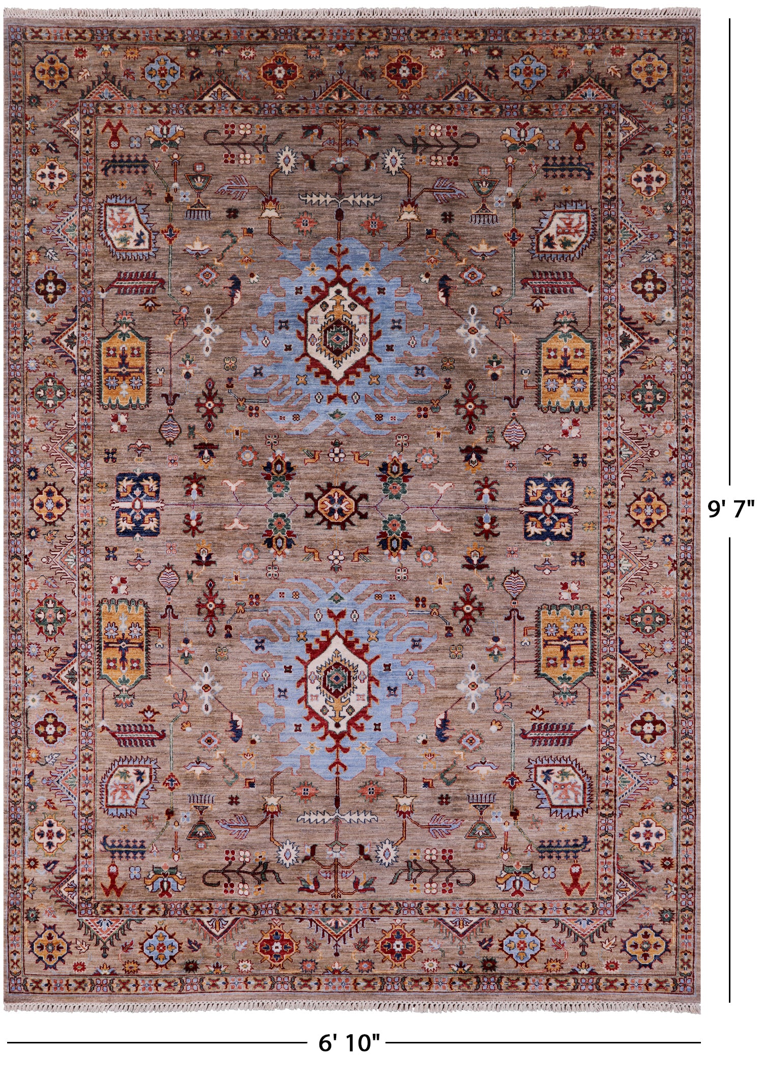 Peshawar Hand Knotted Wool Rug - 6' 10" X 9' 7" - Golden Nile