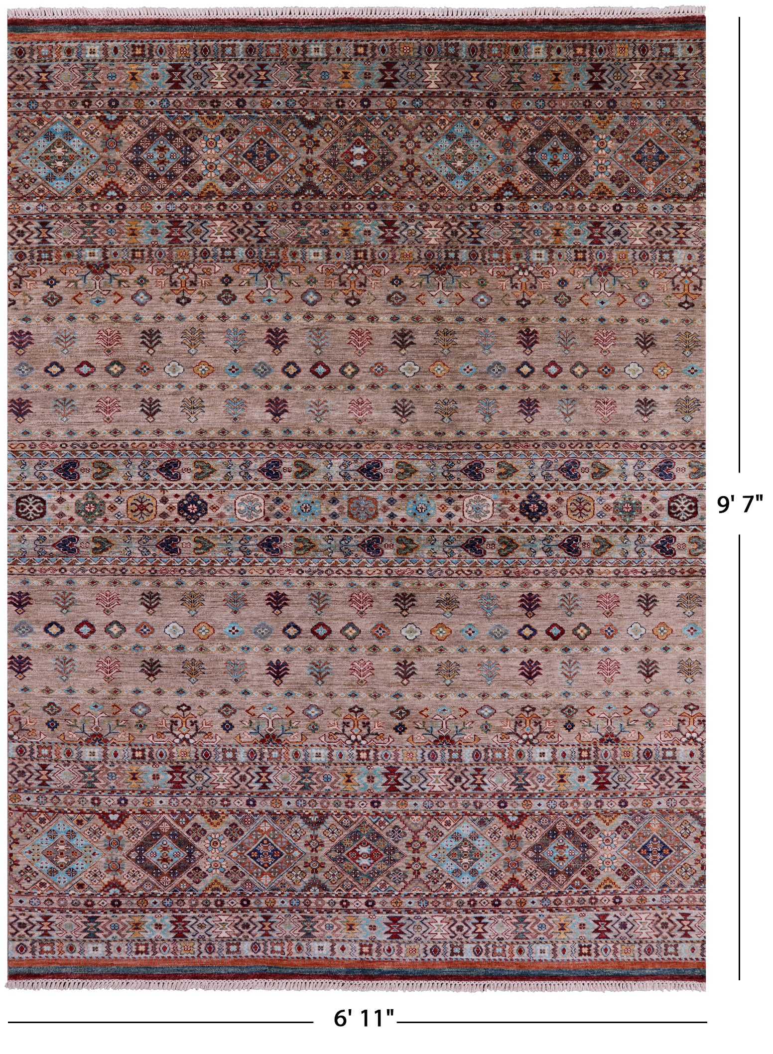Khorjin Persian Gabbeh Hand Knotted Wool Rug - 6' 11" X 9' 7" - Golden Nile