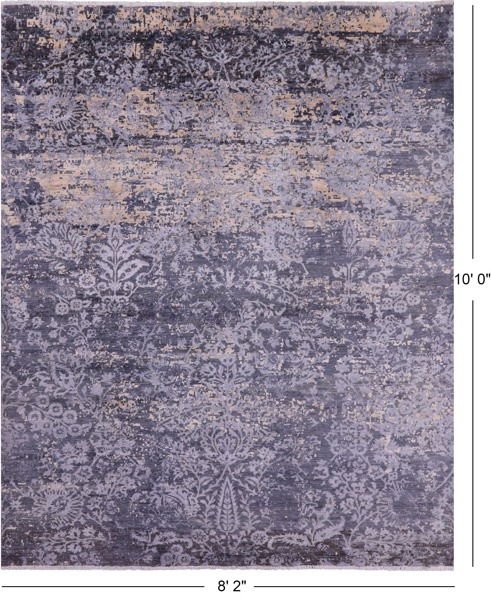Abstract Modern Hand Knotted Wool & Silk Rug - 8' 2" X 10' 0" - Golden Nile