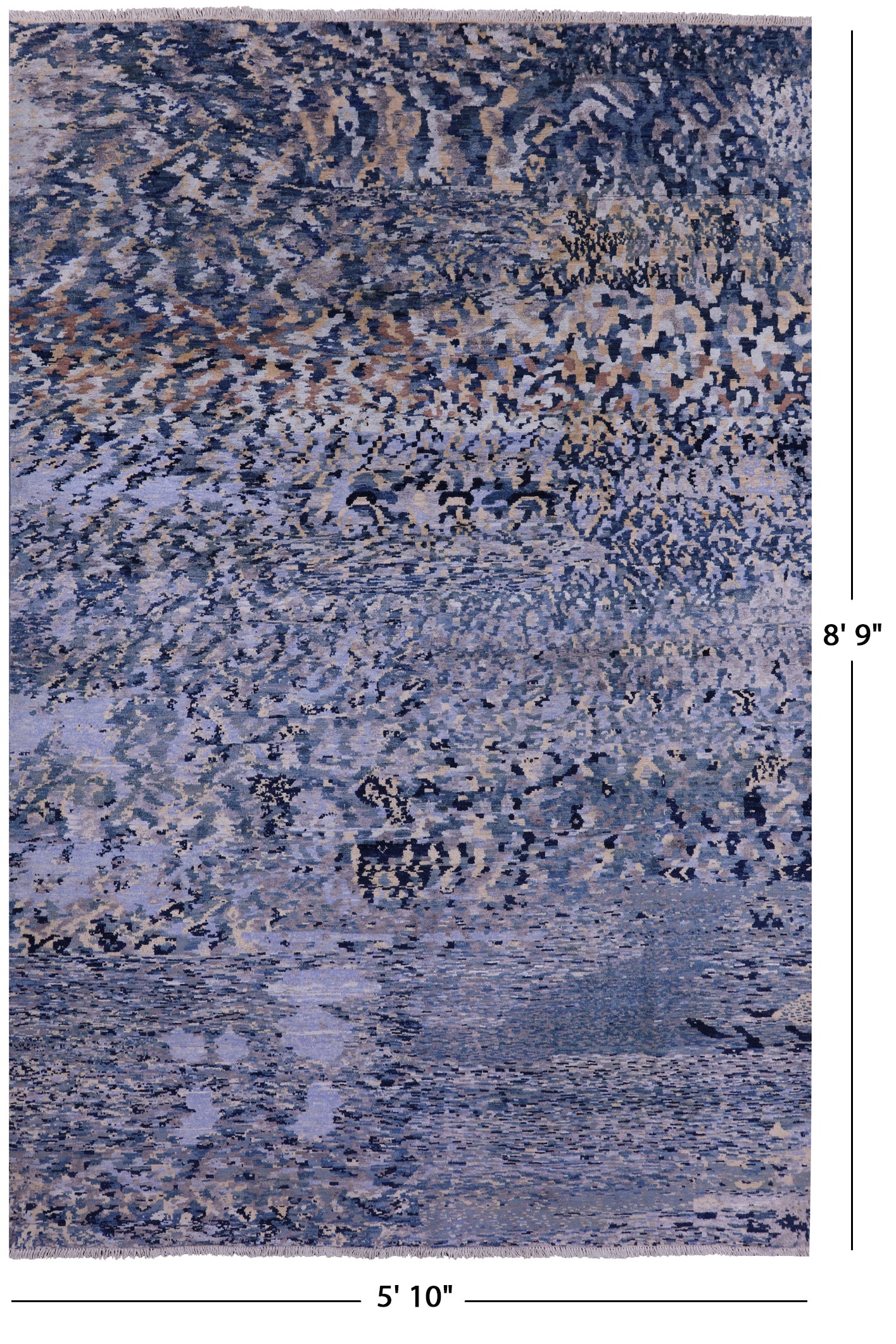 Abstract Contemporary Handmade Wool & Silk Rug - 5' 10" X 8' 9" - Golden Nile